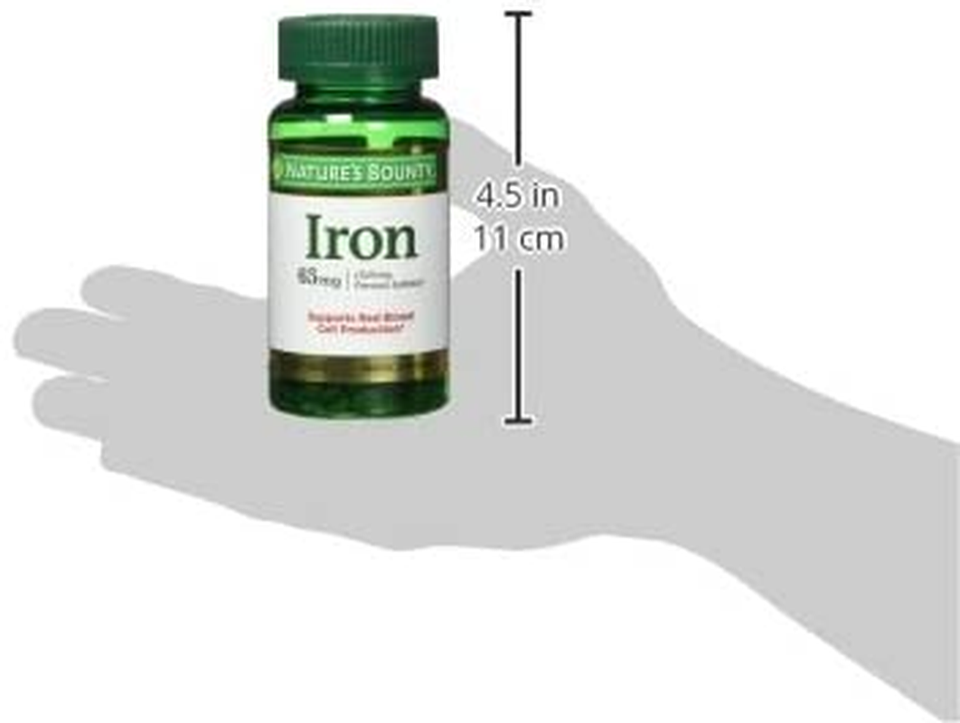 Nature’S Bounty Iron 65Mg, 325 Mg Ferrous Sulfate, Cellular Energy Support, Promotes Normal Red Blood Cell Production, 100 Tablets