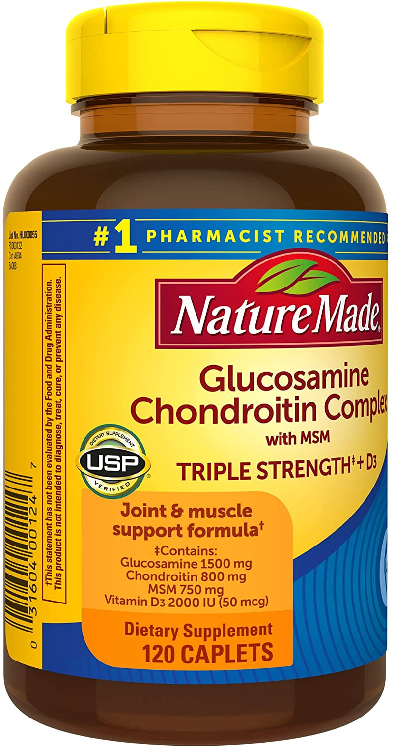 Glucosamine Chondroitin Complex with MSM, Dietary Supplement for Joint Support, 120 Caplets, 60 Day Supply