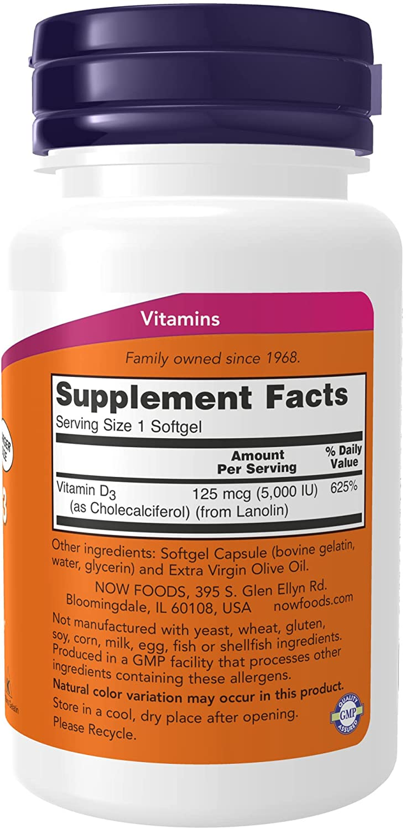 Supplements, Vitamin D-3 5,000 IU, High Potency, Structural Support*, 240 Softgels