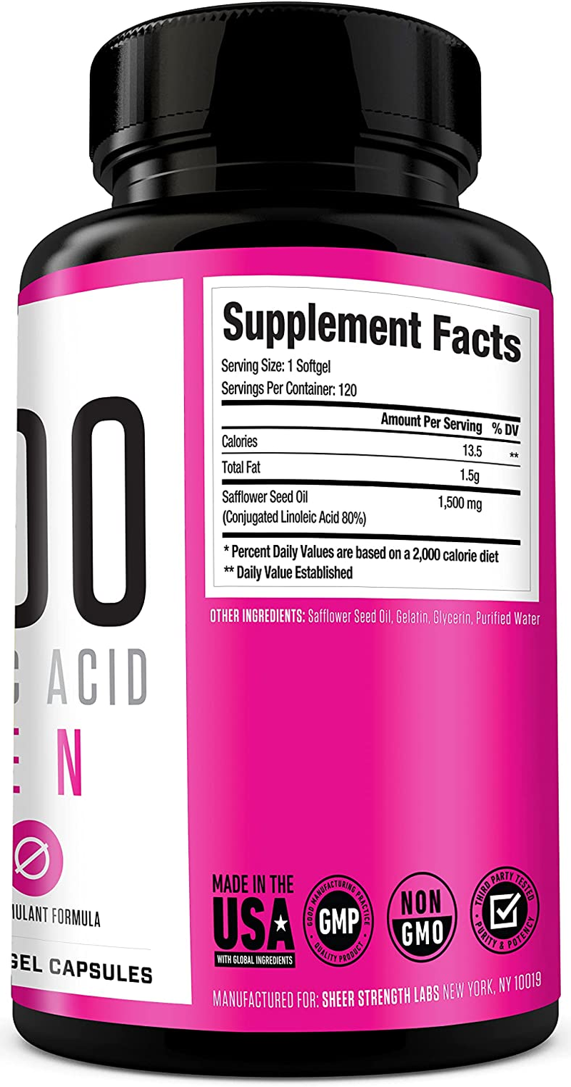 Extra Strength CLA for Women - 1500Mg High Potency Weight Management Supplement - Stimulant-Free Conjugated Lineolic Acid from Safflower Oil - 120 Ct -  - Packaging May Vary