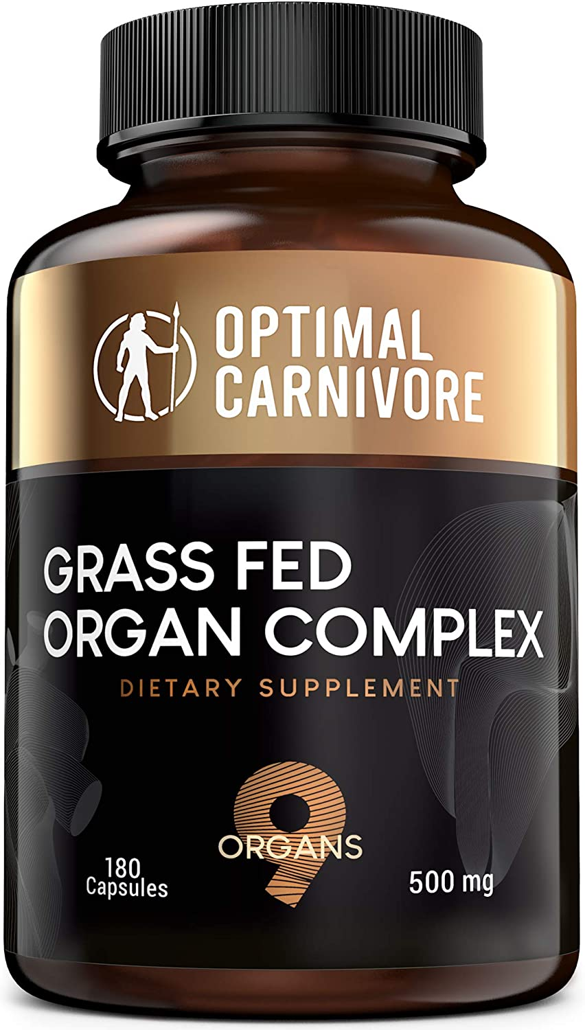 Grassfed Beef Organs Supplement, Grass Fed Organ Complex- Liver, Brain, Heart, Thymus, Kidney, Spleen, Gallbladder, Pancreas, Lung, Organ Pills, Ancestral Formula (180 Capsules) by