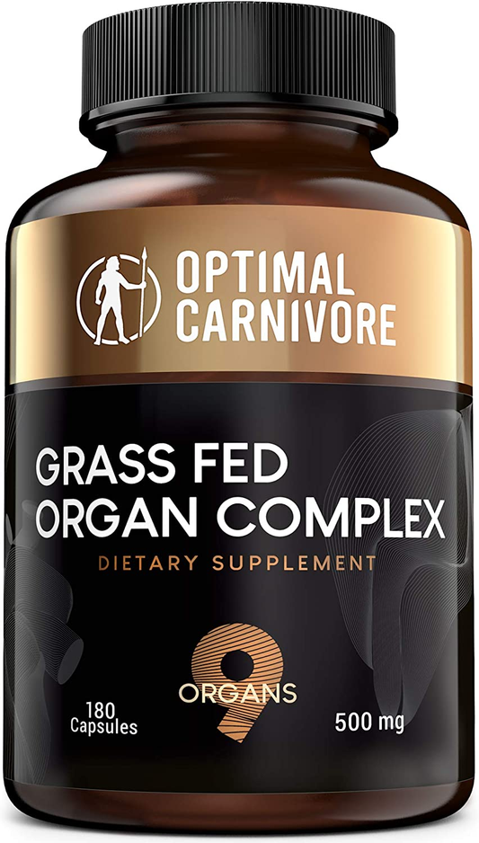 Grassfed Beef Organs Supplement, Grass Fed Organ Complex- Liver, Brain, Heart, Thymus, Kidney, Spleen, Gallbladder, Pancreas, Lung, Organ Pills, Ancestral Formula (180 Capsules) by