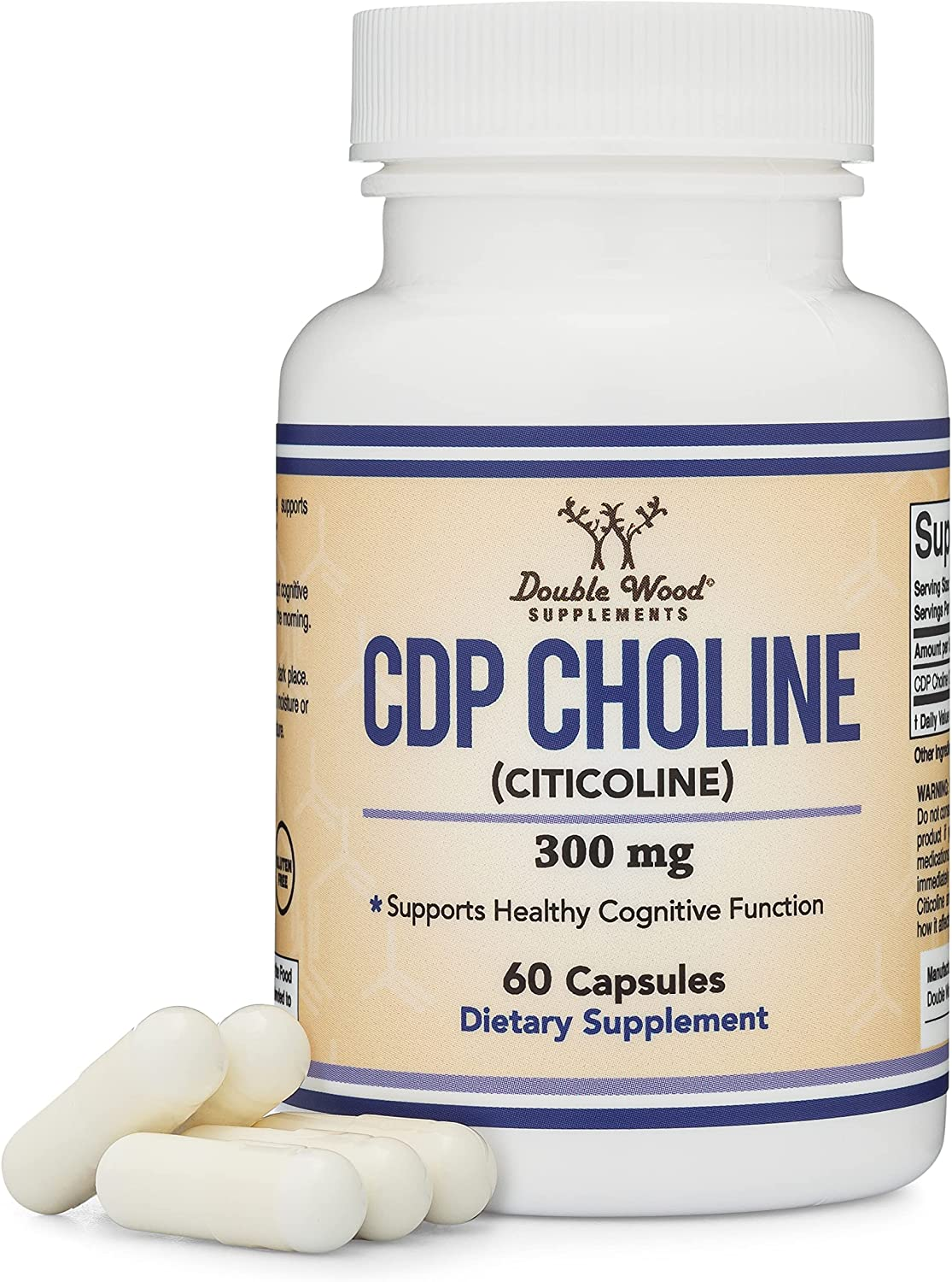 CDP Choline (Citicoline) Supplement, Pharmaceutical Grade, Manufactured in USA (60 Capsules 300Mg)