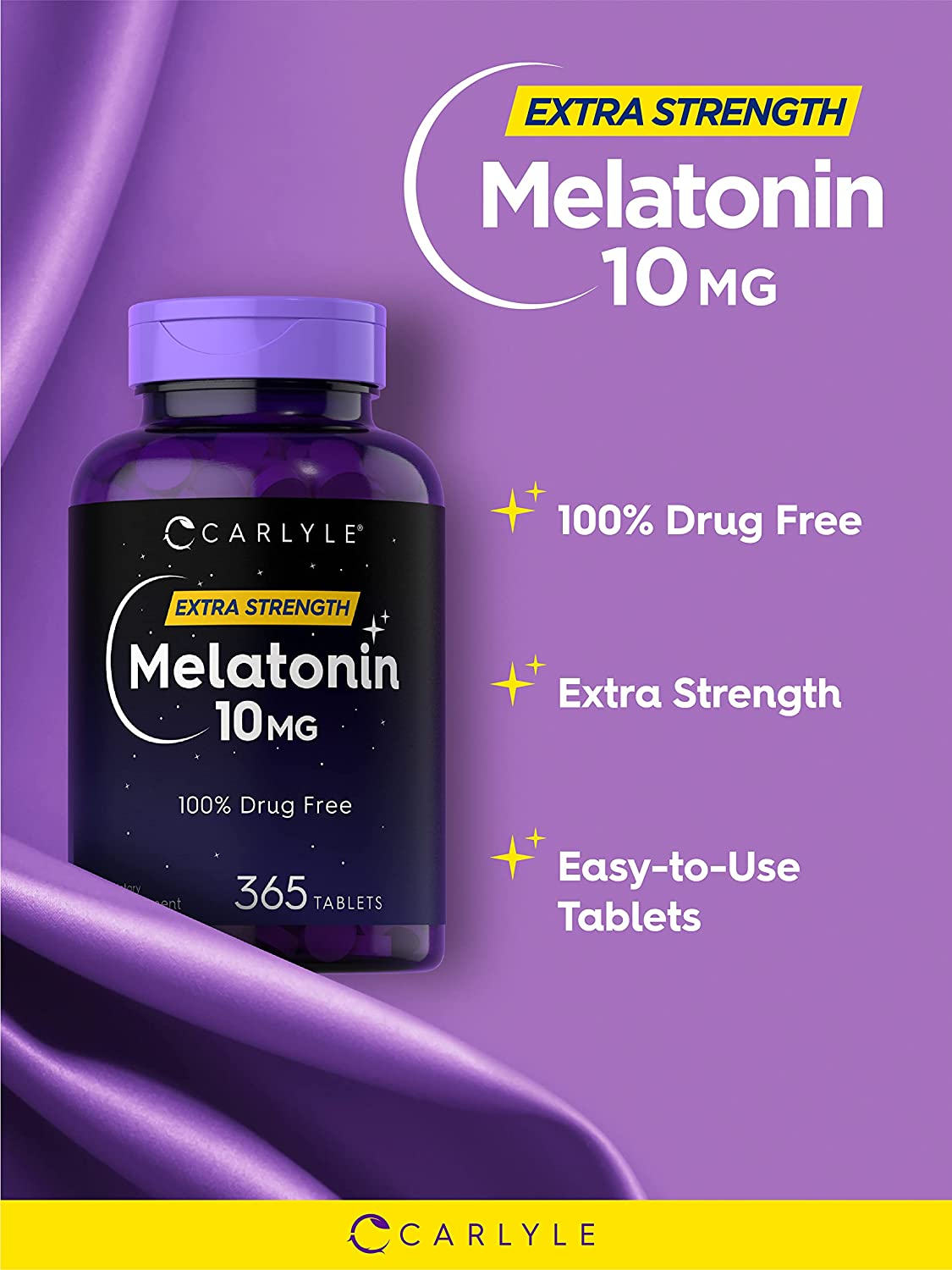 Melatonin 10Mg | 365 Tablets | Drug Free Aid for Adults | Vegetarian, Non-Gmo, Gluten Free Supplement | by