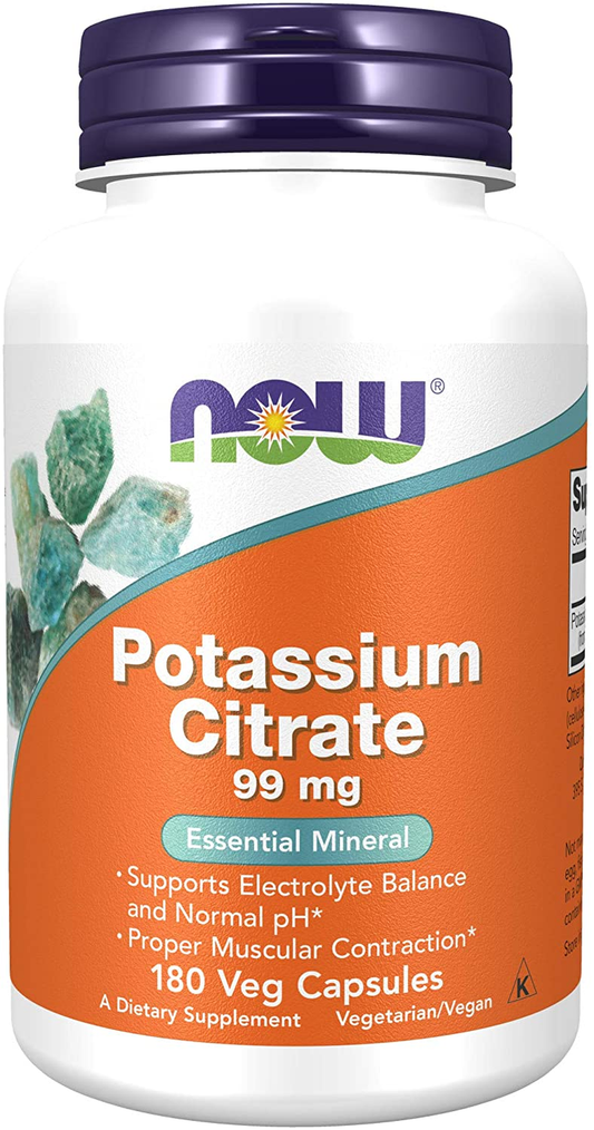 Supplements, Potassium Citrate 99 Mg, Supports Electrolyte Balance and Normal Ph*, Essential Mineral, 180 Veg Capsules