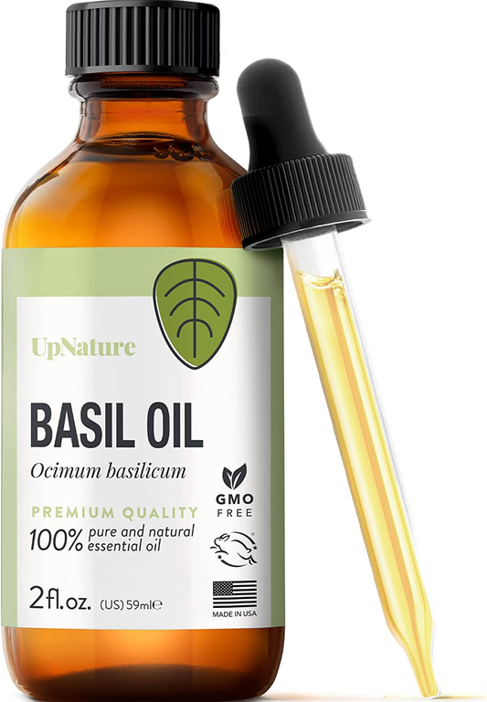 Basil Essential Oil - 100% Natural & Pure , Undiluted, Premium Quality Aromatherapy Oil- Basil Oil for Skin, Strengthen Hair & Stimulates Scalp, Relieves Congestion & Muscle Discomfort, 2Oz