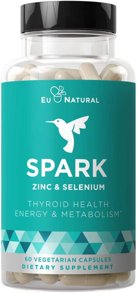 Spark Thyroid Support & Energy Metabolism – Thrive, Naturally Fight Fatigue, Balance Hormones, Promote Focused Energy – Zinc, Selenium, Iodine – 60 Vegetarian Soft Capsules