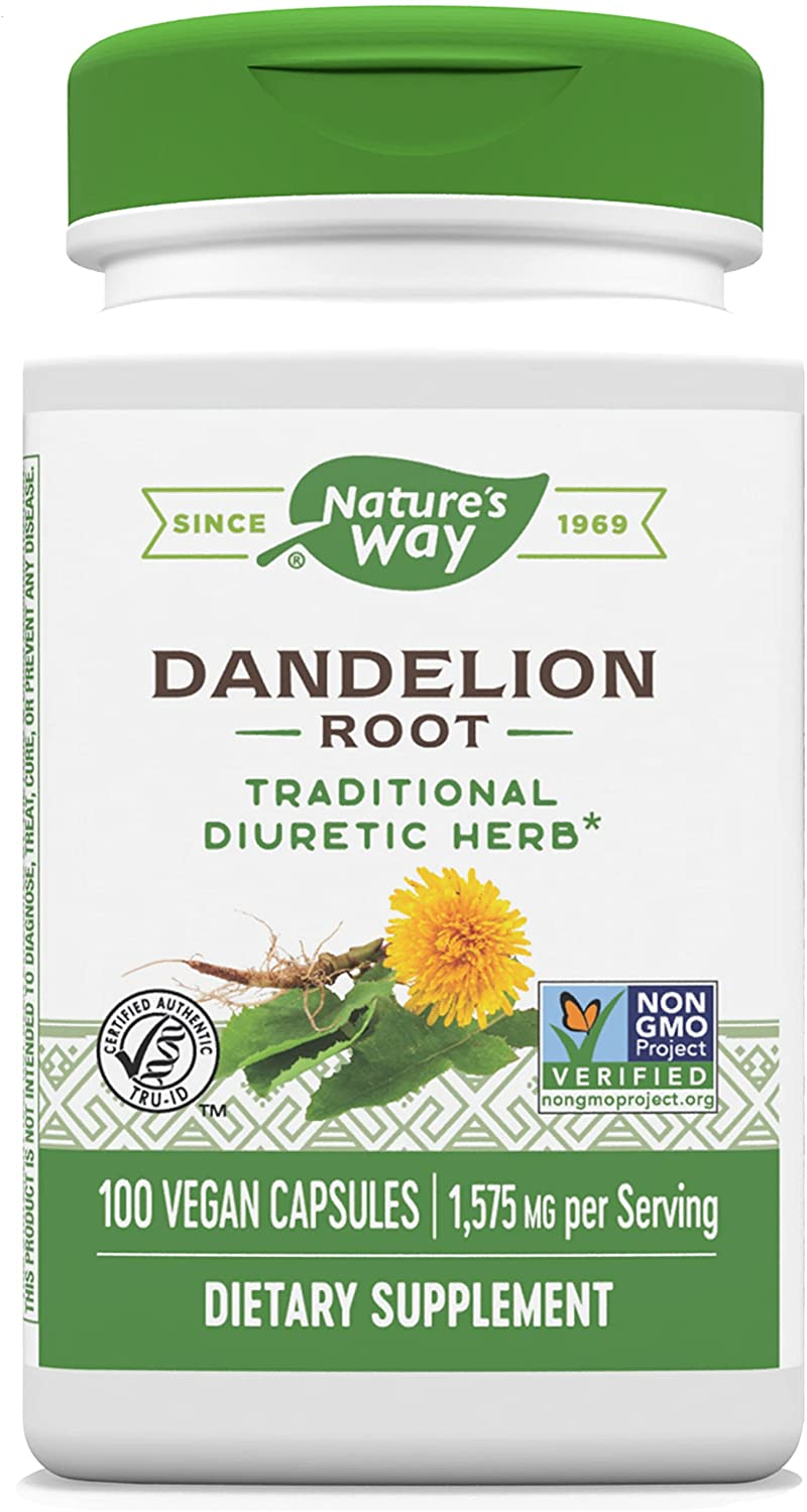 Dandelion Root, Traditional Diuretic Herb*, 100 Vegetarian Capsules