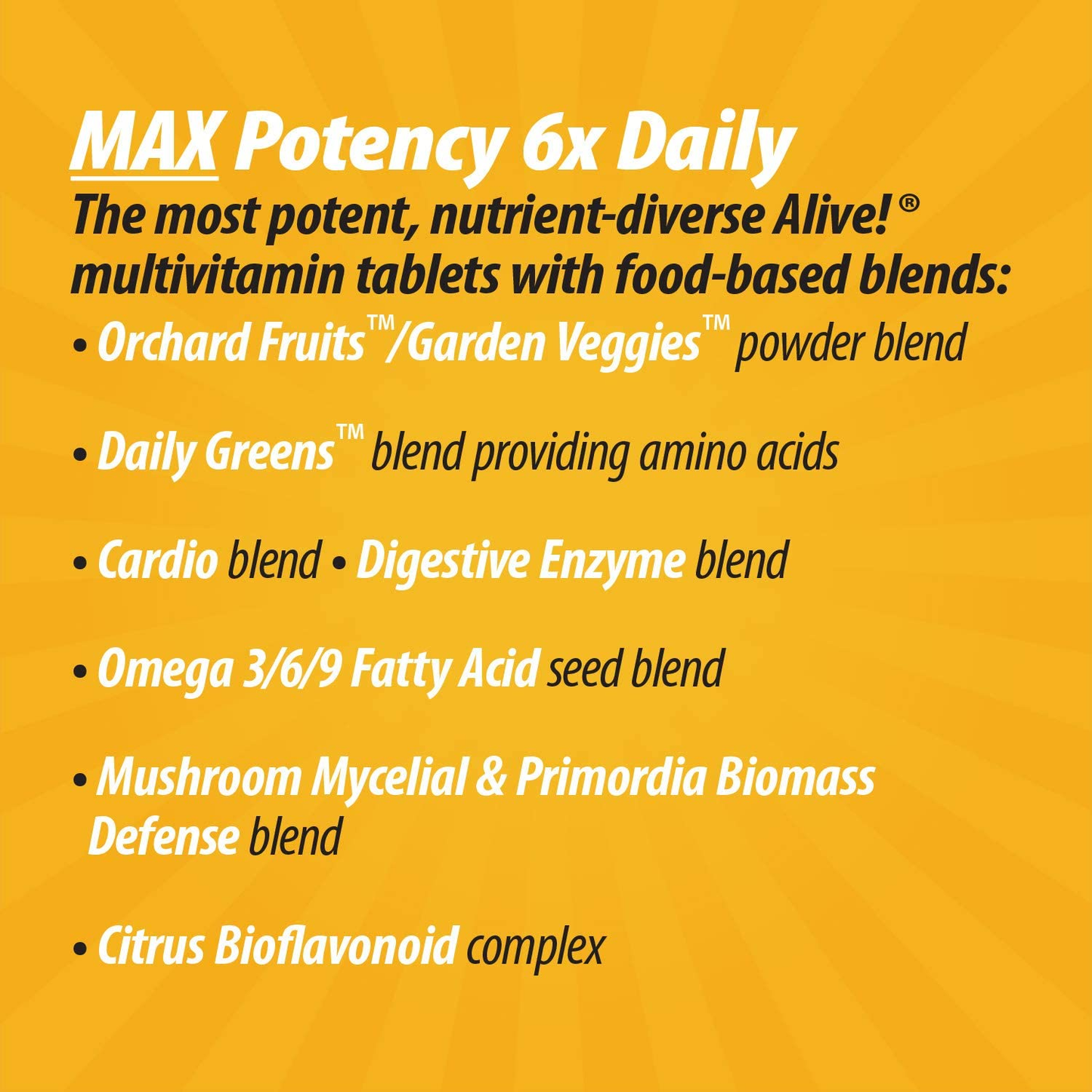 Nature’S Way Alive! Max6 Potency Multivitamin, Whole Body Nutrition, High Potency B-Vitamins, 90 Capsules