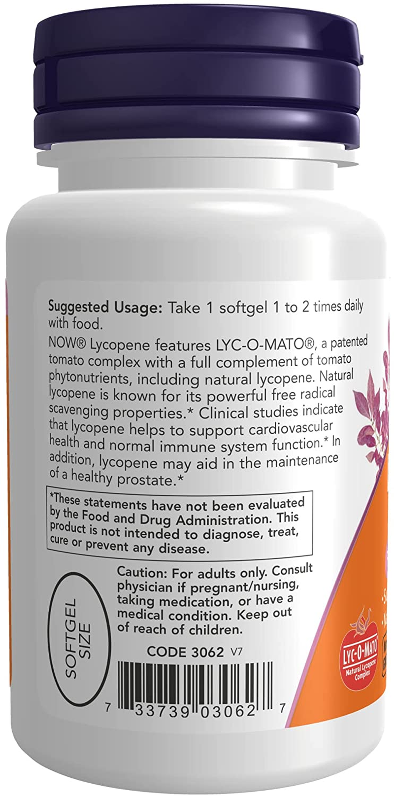 Supplements, Lycopene 20 Mg with Natural Extract from Tomatoes, Free Radical Scavenger*, 50 Softgels