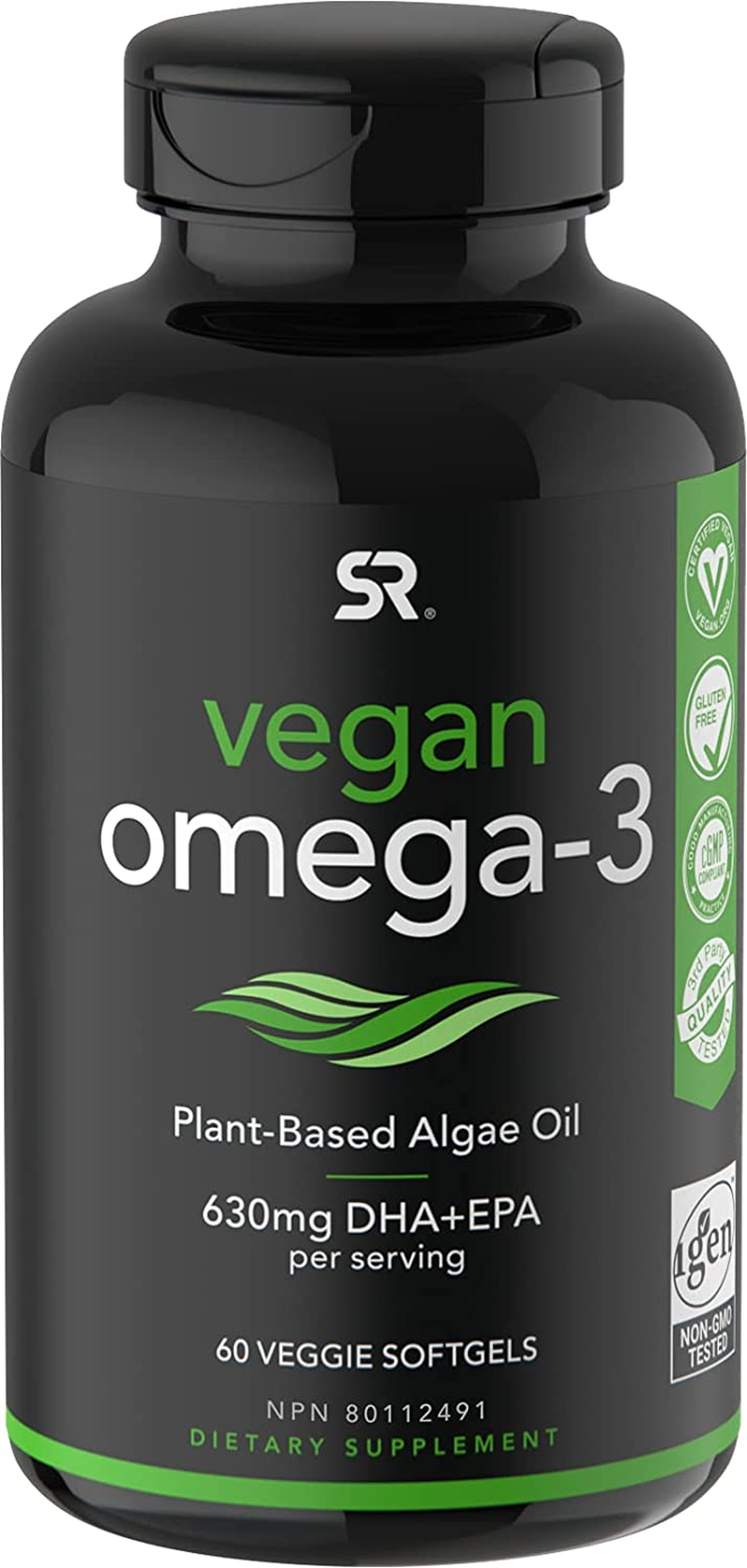 Vegan Omega-3 Fish Oil Alternative Sourced from Algae Oil | Highest Levels of Vegan DHA & EPA Fatty Acids | Non-Gmo Verified & Vegan Certified - 60 Veggie Softgels (Carrageenan Free)