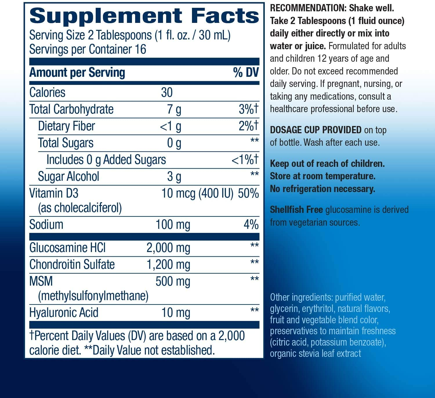 Joint Movement Glucosamine Fast Absorbing, 16 Day Supply, 16 Ounces (480 Ml), Natural Berry (Packaging May Vary)