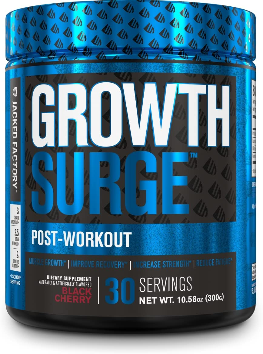 Growth Surge Post Workout Muscle Builder with Creatine, Betaine, L-Carnitine L-Tartrate - Daily Muscle Building & Recovery Supplement - 30 Servings, Black Cherry Flavor