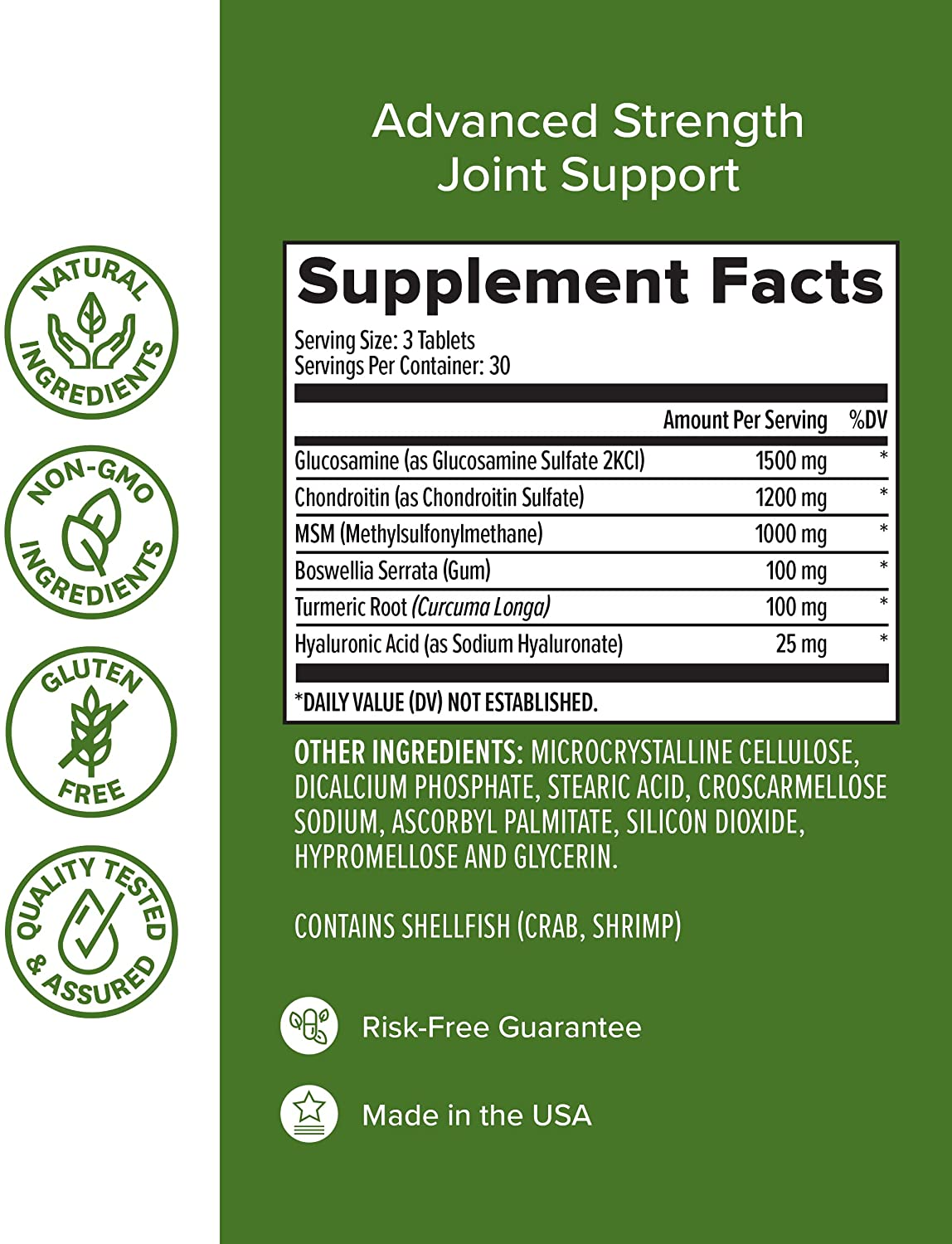 Zenwise Joint Support Supplement - 1500Mg Glucosamine, 1200Mg Chondroitin, 1000 MG MSM & Hyaluronic Acid for Advanced Relief - Mobility Supplement for Pain, Aches, Soreness & Inflammation - 90 Tablets