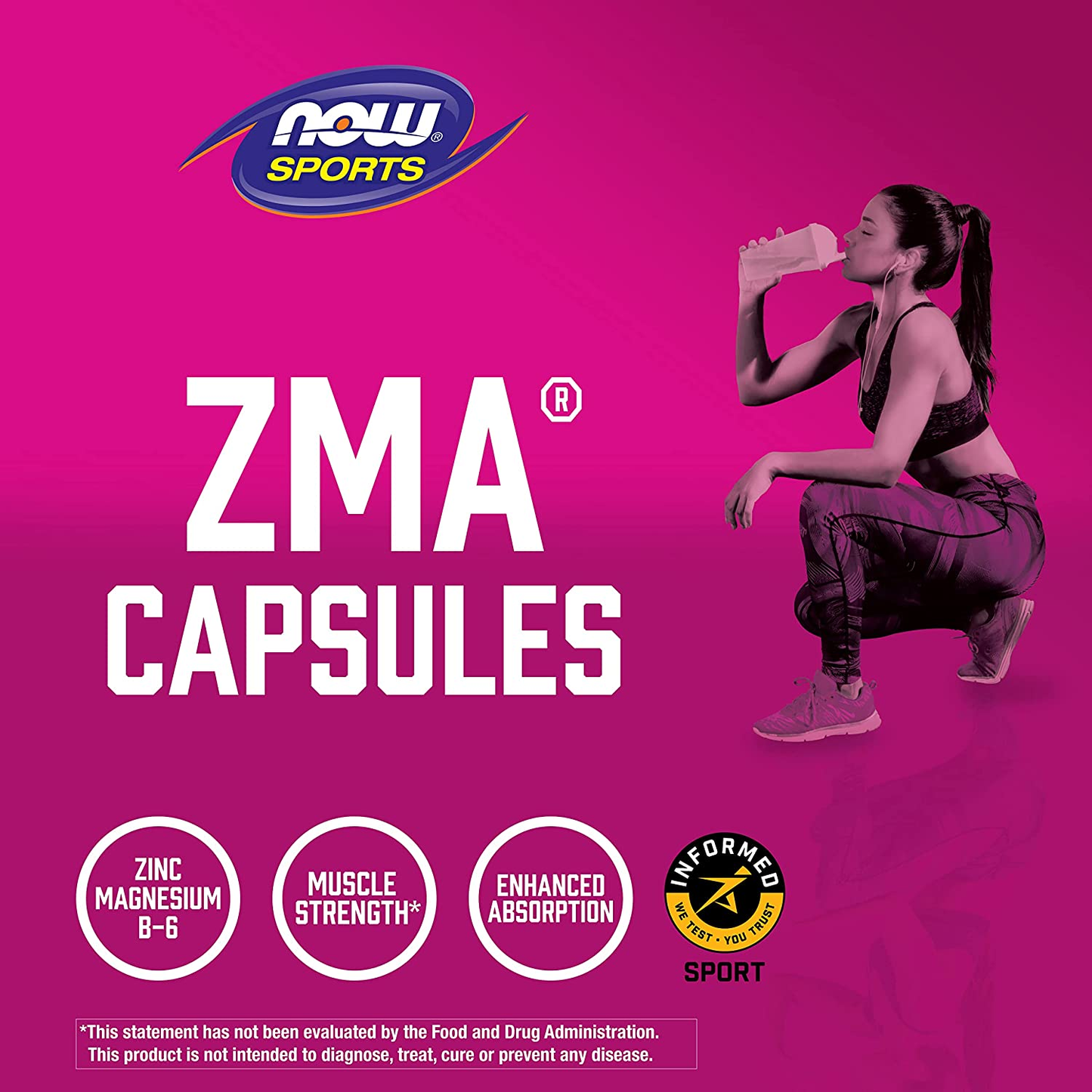 Sports Nutrition, ZMA (Zinc, Magnesium and Vitamin B-6), Enhanced Absorption, Sports Recovery*, 180 Capsules