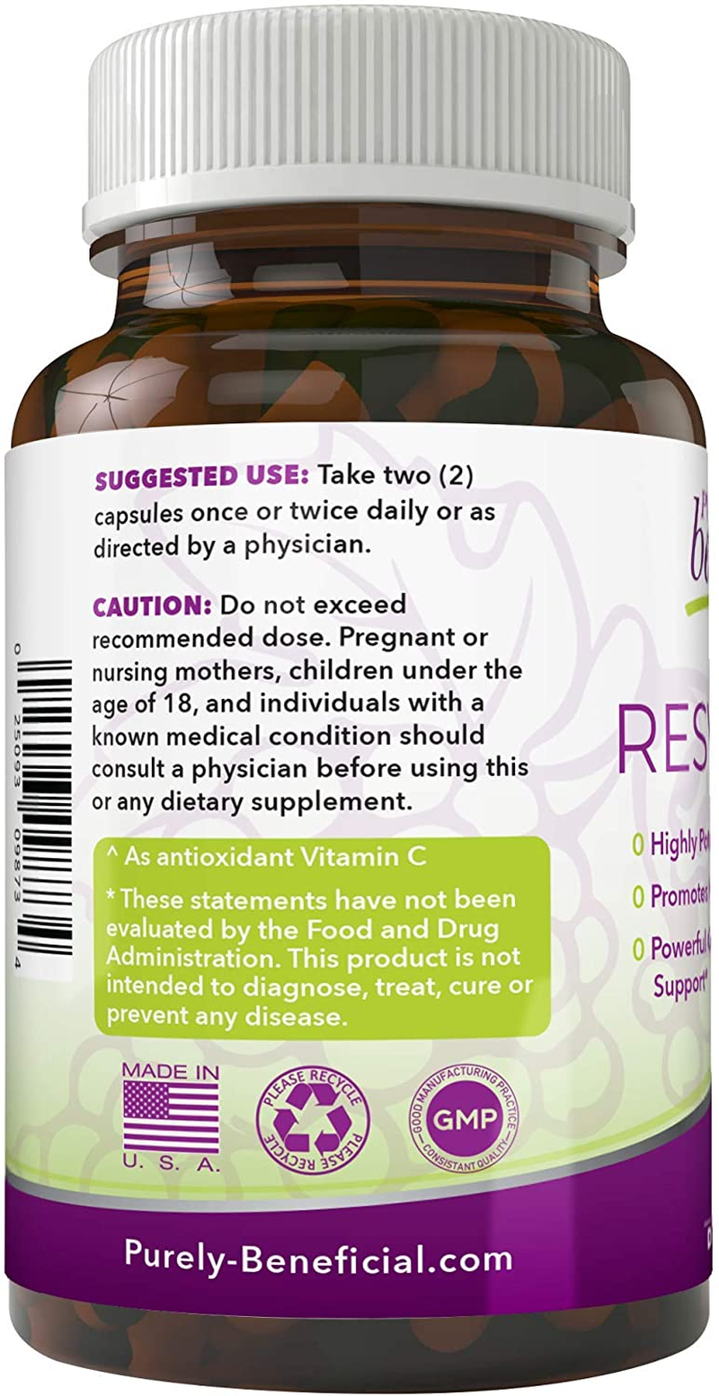 RESVERATROL1450 - 90Day Supply, 1450Mg per Serving of Potent Antioxidants & Trans-Resveratrol, Promotes Anti-Aging, Cardiovascular Support, Maximum Benefits (1Bottle)