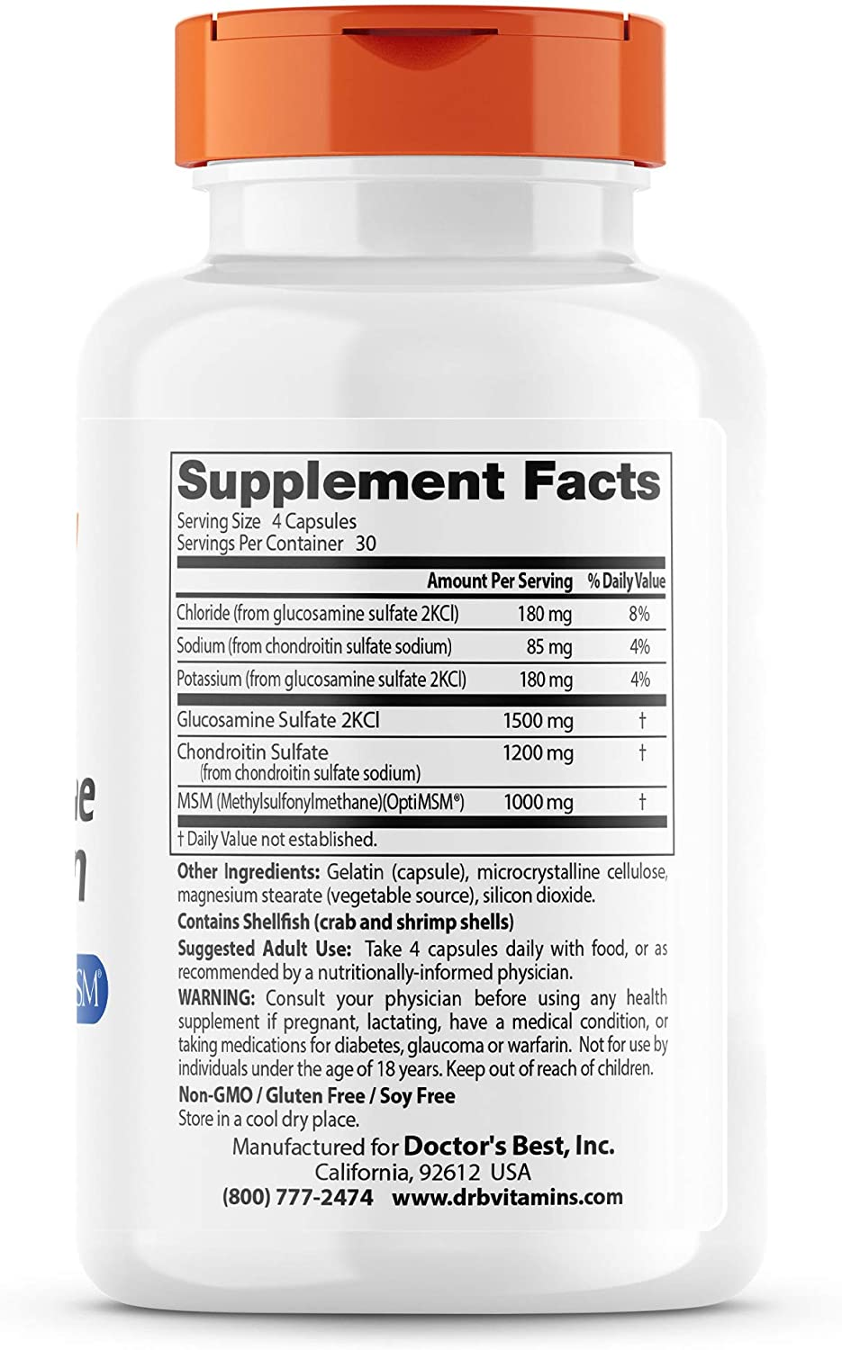 Glucosamine Chondroitin Msm with Optimsm Capsules, Supports Healthy Joint Structure, Function & Comfort, Non-Gmo, Gluten Free, Soy Free, 120 Count (Pack of 1)