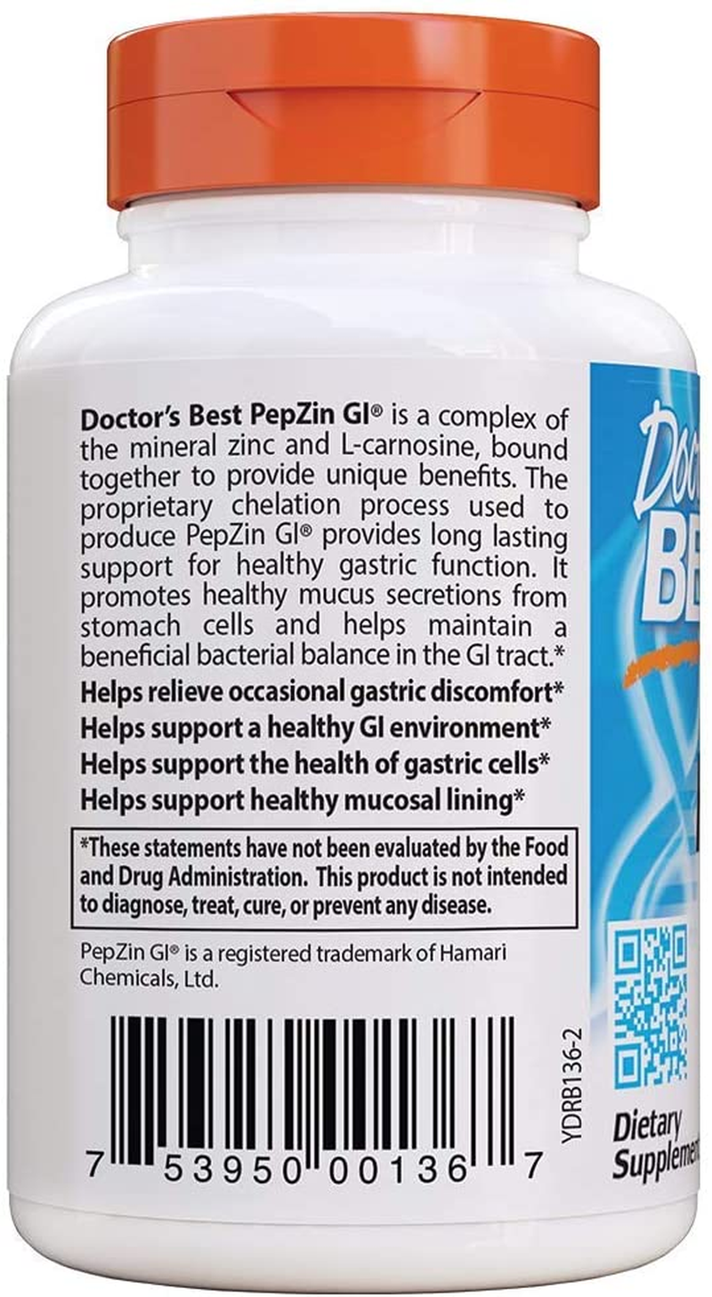 Pepzin GI, Zinc-L-Carnosine Complex, Non-Gmo, Vegan, Gluten Free, Soy Free, Digestive Support, 120 Veggie Caps