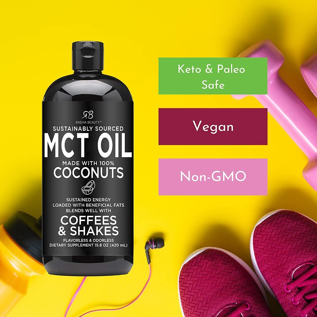 Premium MCT Oil Made Only from Non-Gmo Coconuts - 15.8Oz. Keto, Paleo, Gluten Free and Vegan Approved.