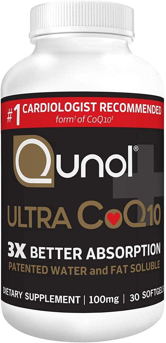 Ultra Coq10 100Mg, 3X Better Absorption, Patented Water and Fat Soluble Natural Supplement Form of Coenzyme Q10, Antioxidant for Heart Health, 30 Count Softgels