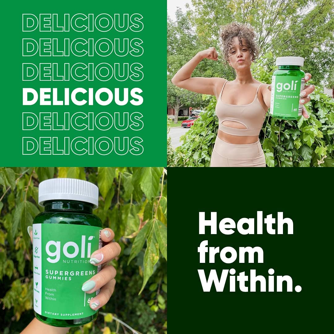 SUPERGREENS Vitamin Gummy - 60 Count - with Essential Vitamins and Minerals. Health from Within. (Plant-Based, Vegan, Gluten-Free & Gelatin Free).